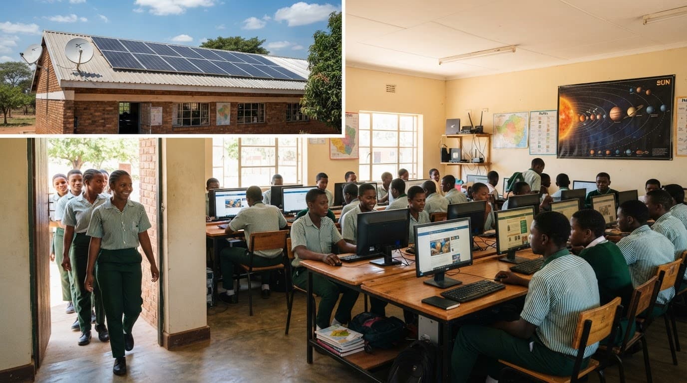 Students learning with computers in a school classroom